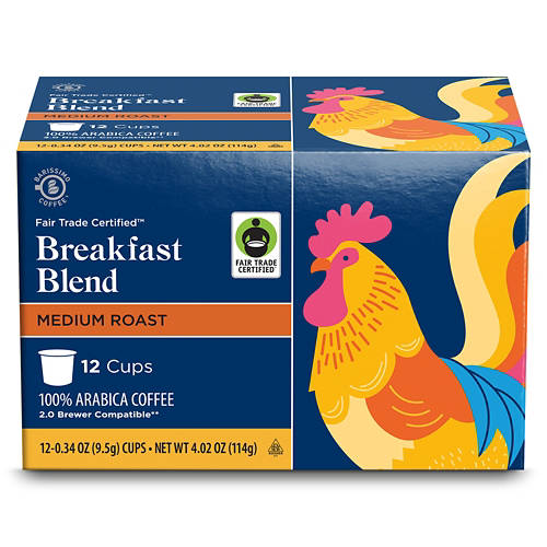 Barissimo Fair Trade Breakfast Blend Medium Roast Coffee Pods, 12